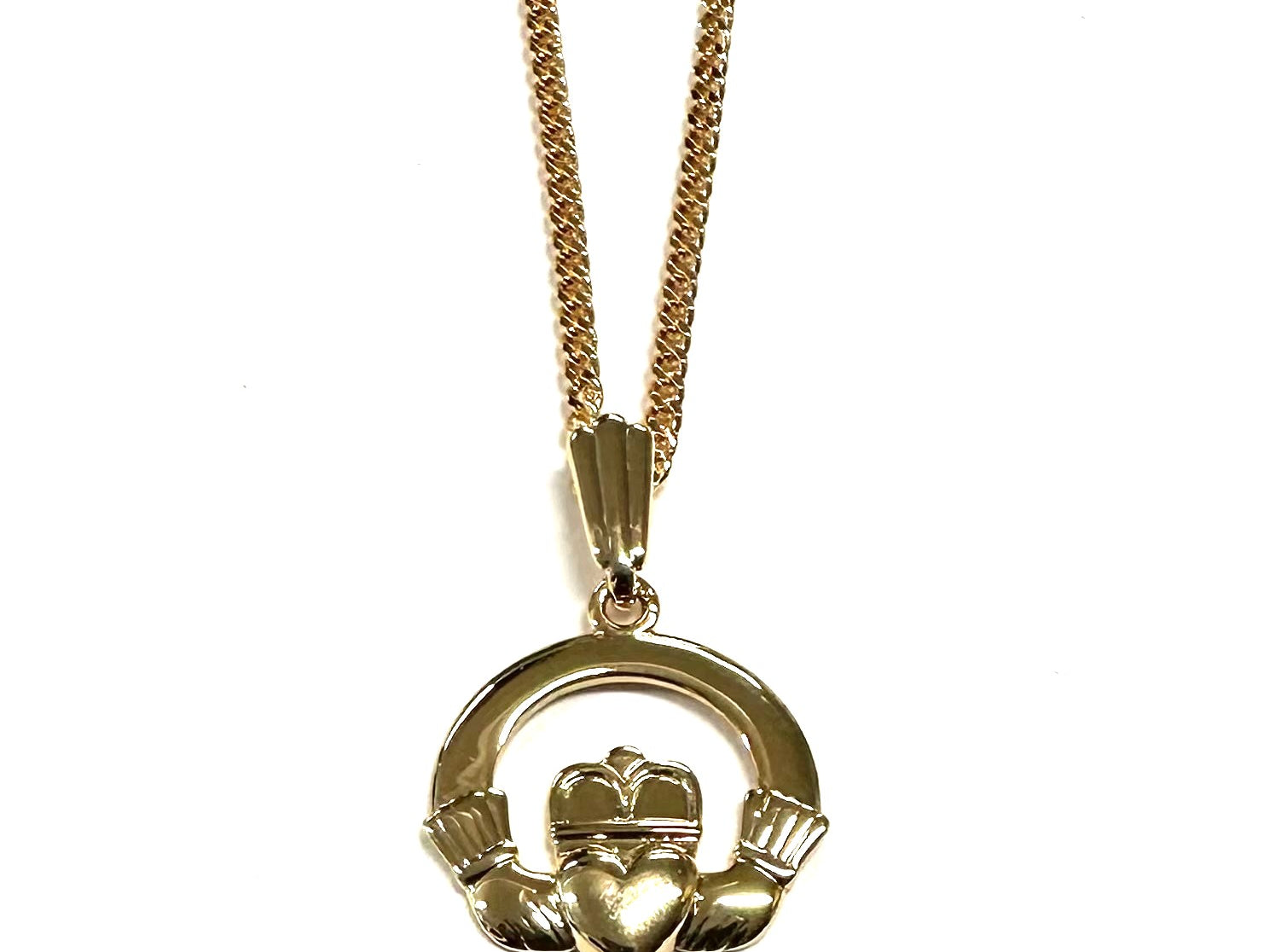 Rolled Gold Claddagh Pendant And Chain