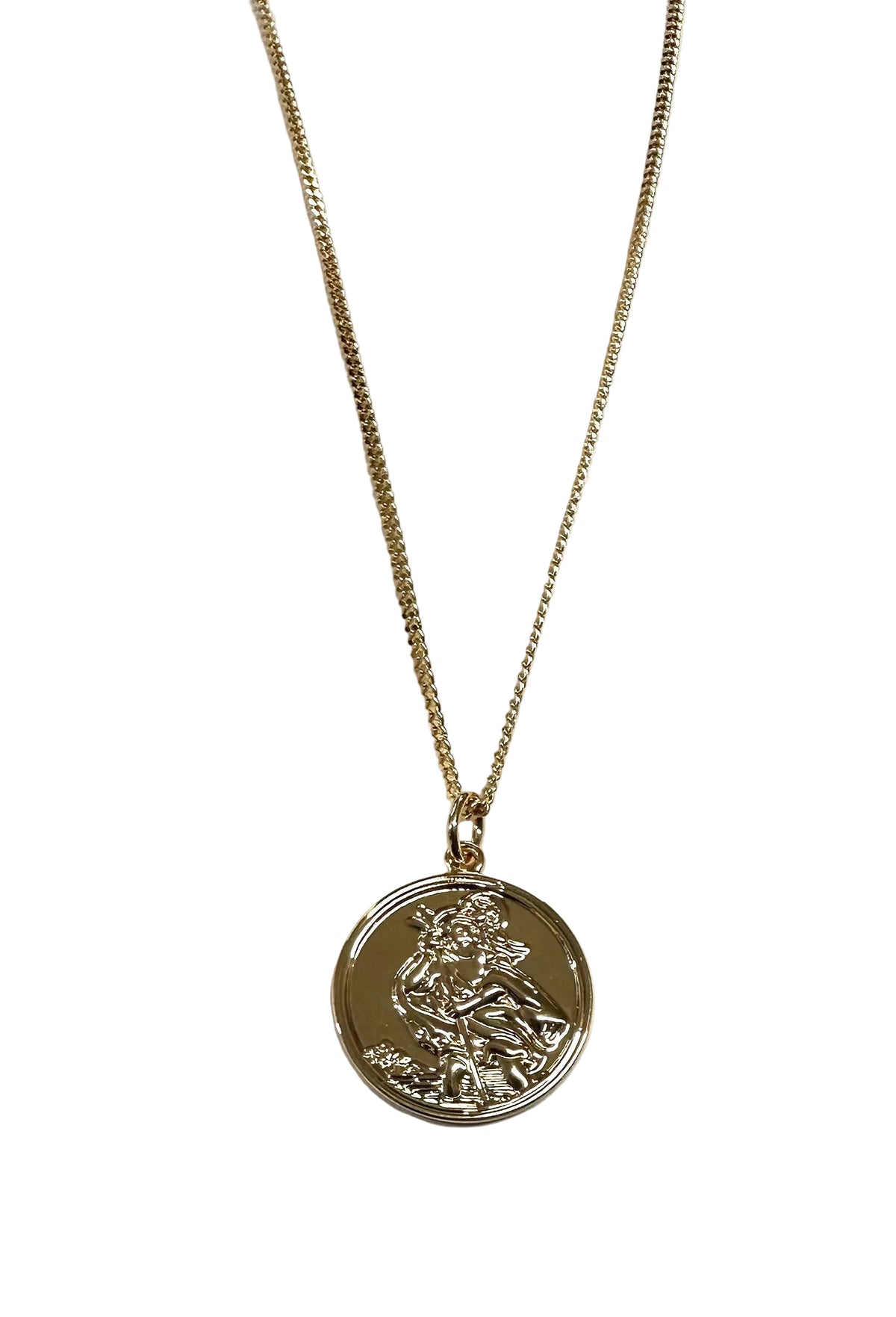 Rolled Gold St Christopher Pendant And Chain 18mm