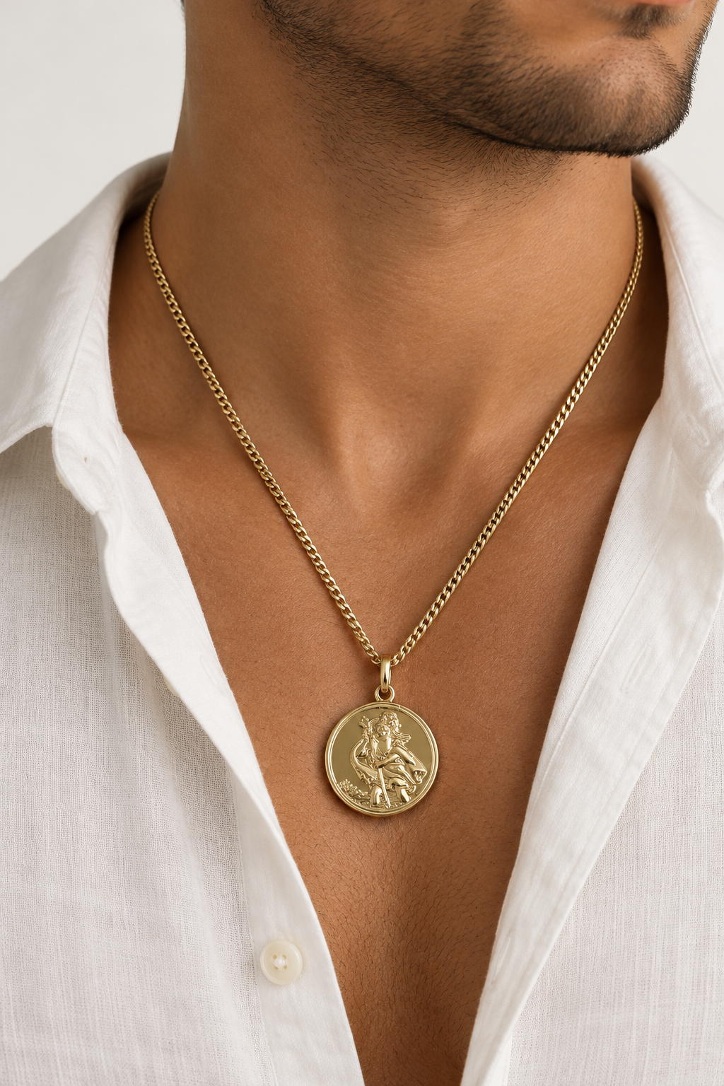 Rolled Gold St Christopher Pendant And Chain 20mm