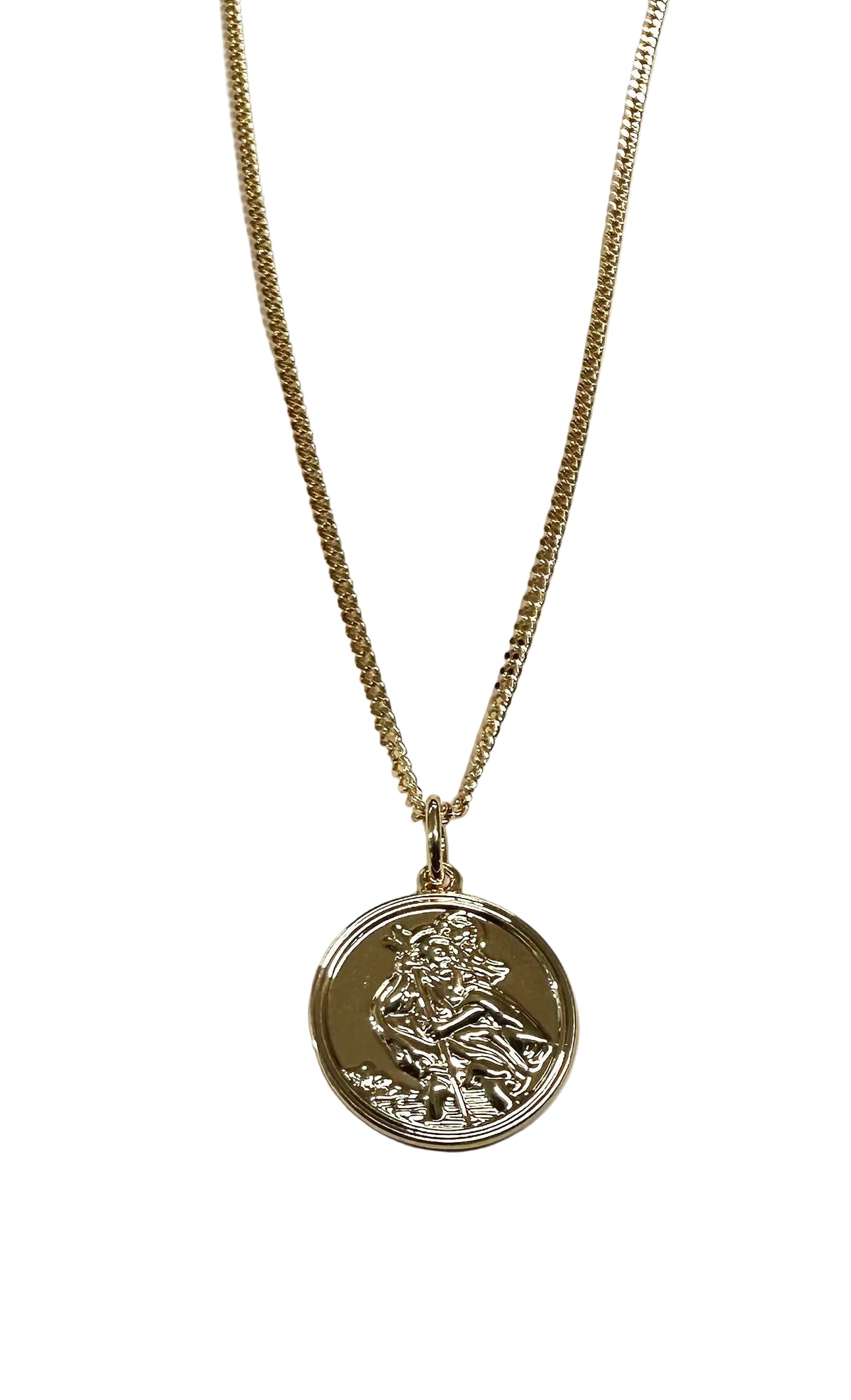Rolled Gold St Christopher Pendant And Chain 20mm