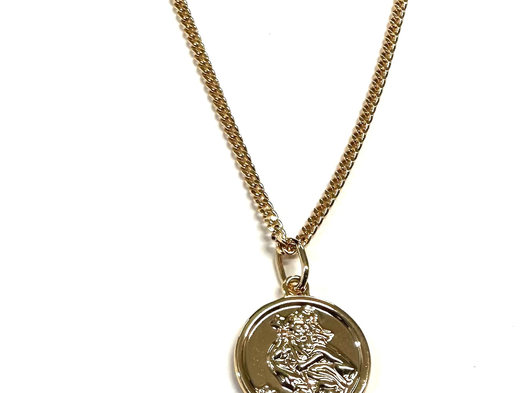Rolled Gold St Christopher Pendant And Chain 13mm