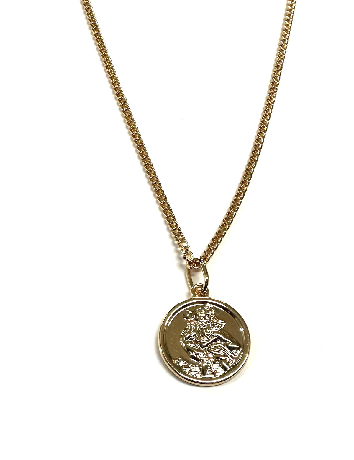 Rolled Gold St Christopher Pendant And Chain 13mm