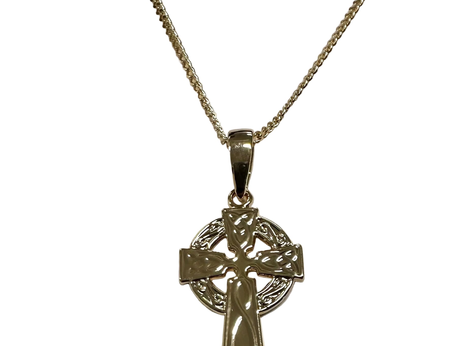 Rolled Gold Celtic Cross Pendant And Chain 30mm