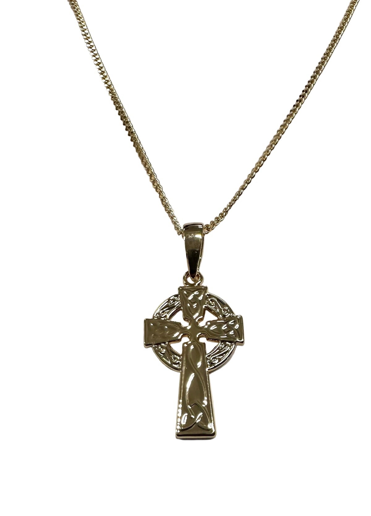 Rolled Gold Celtic Cross Pendant And Chain 30mm