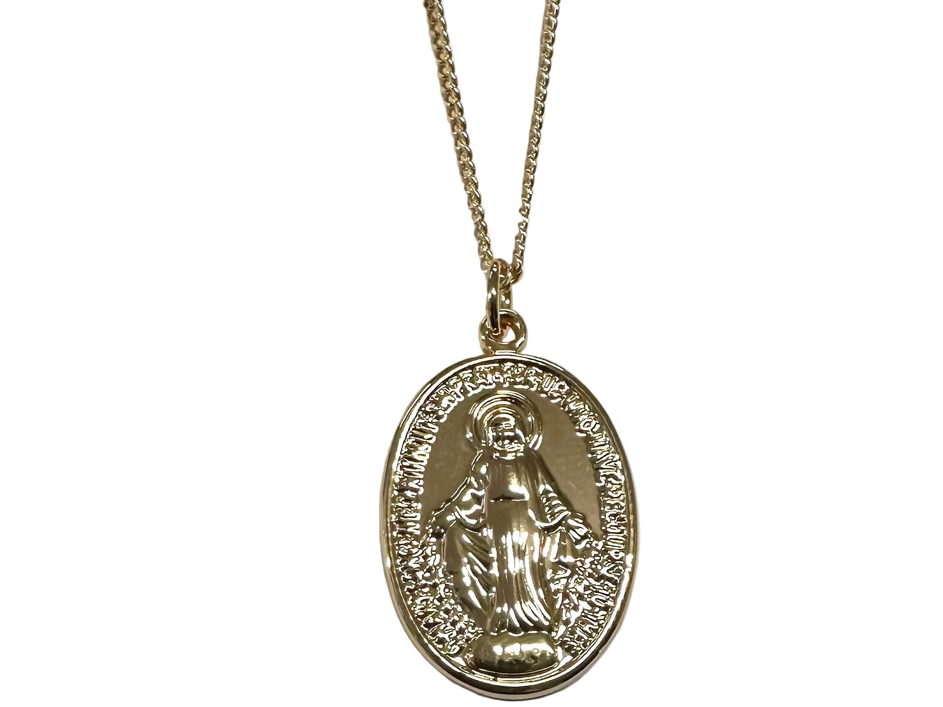 Rolled Gold Miraculous Medal Pendant And Chain 30mm