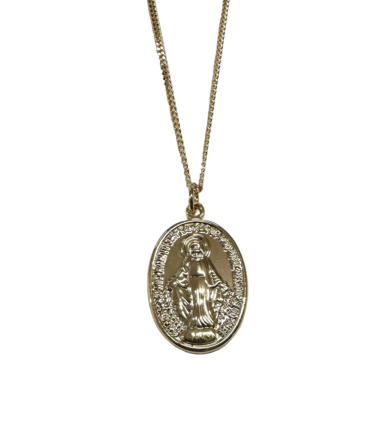 Rolled Gold Miraculous Medal Pendant And Chain 30mm