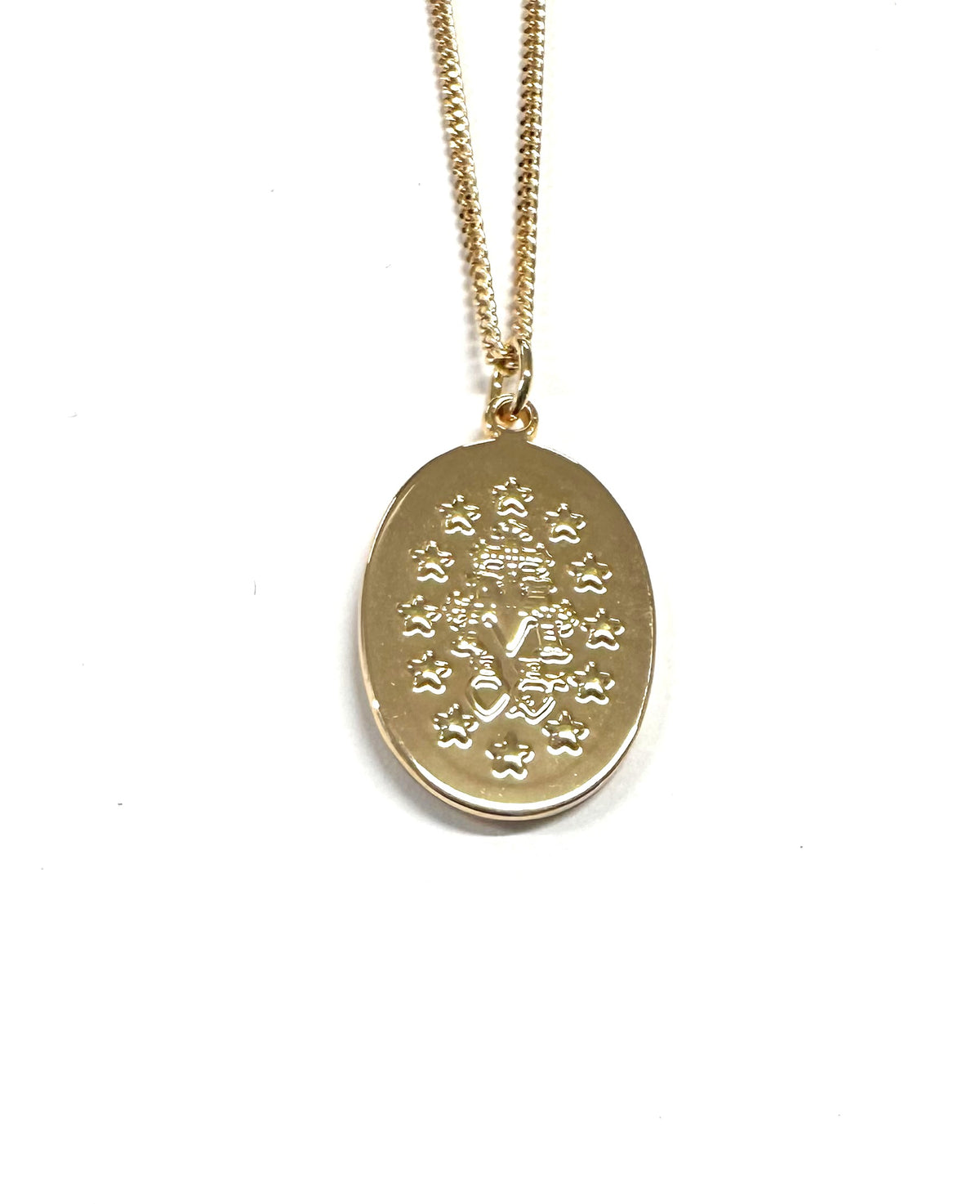 Rolled Gold Miraculous Medal Pendant And Chain 30mm