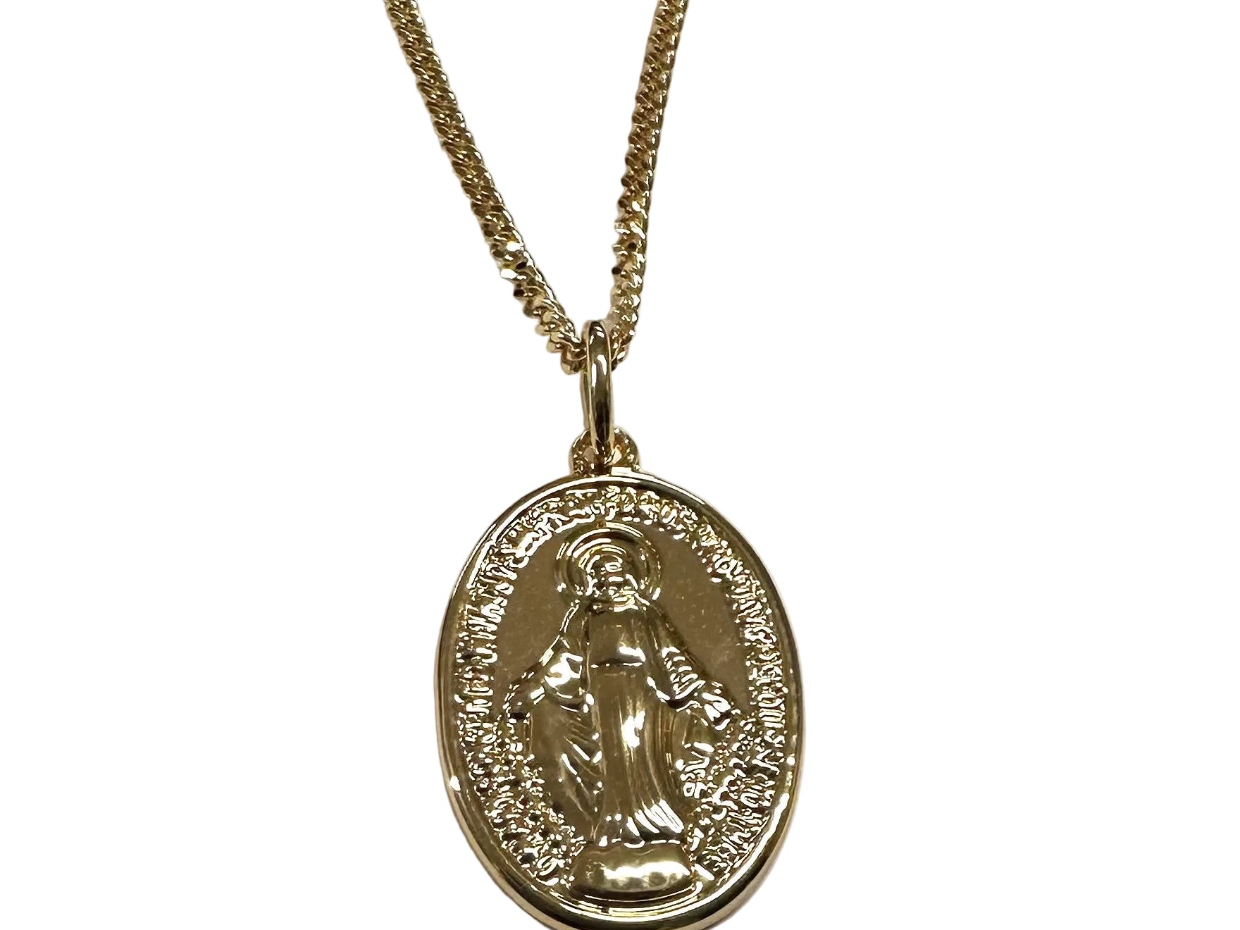 Rolled Gold Miraculous Medal Pendant And Chain 25mm