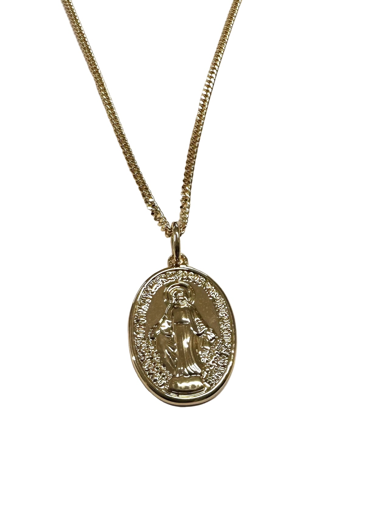 Rolled Gold Miraculous Medal Pendant And Chain 25mm