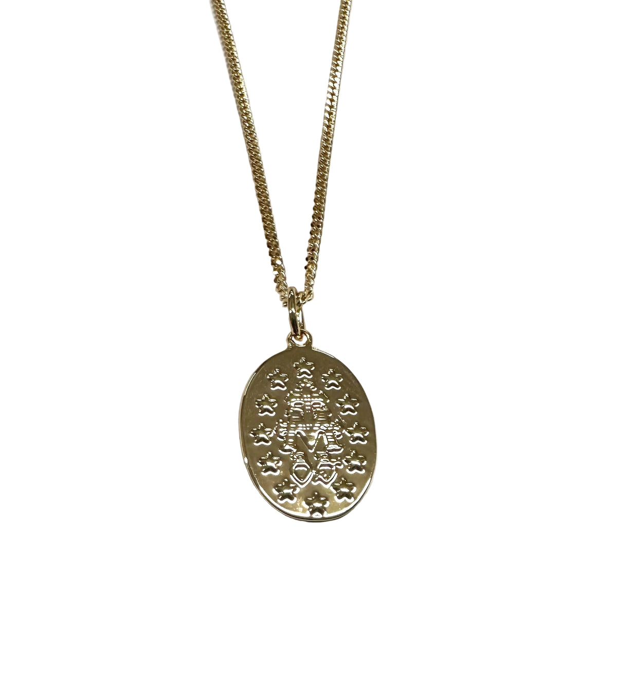 Rolled Gold Miraculous Medal Pendant And Chain 25mm