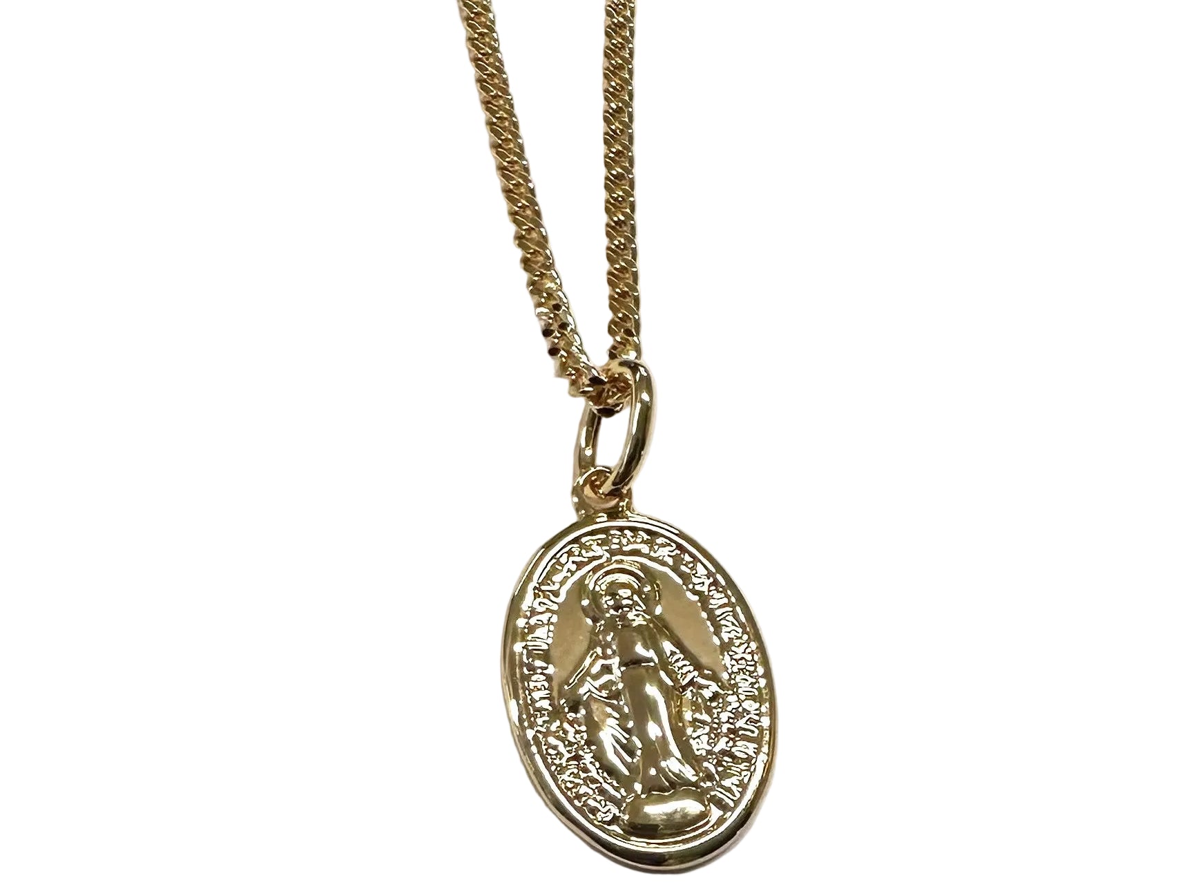 Rolled Gold Miraculous Medal Pendant And Chain 20mm