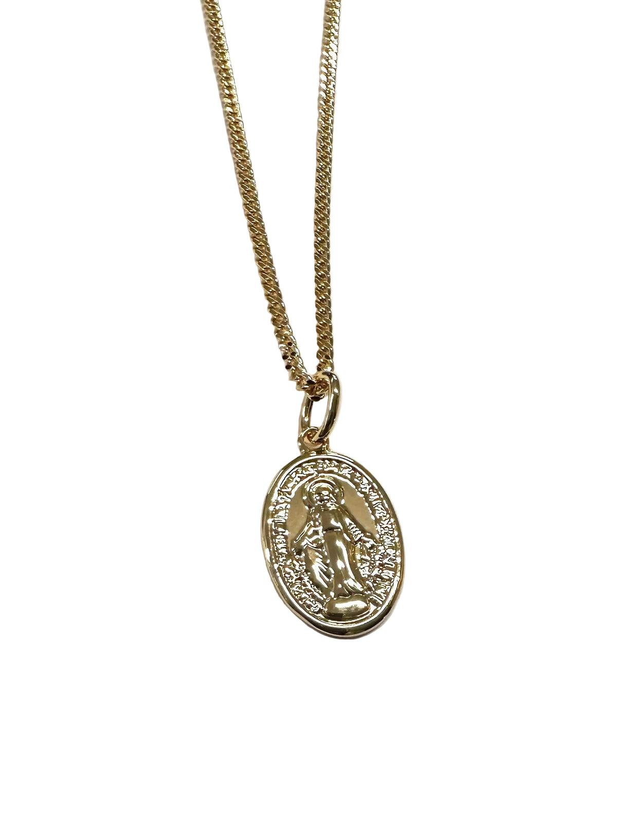 Rolled Gold Miraculous Medal Pendant And Chain 20mm