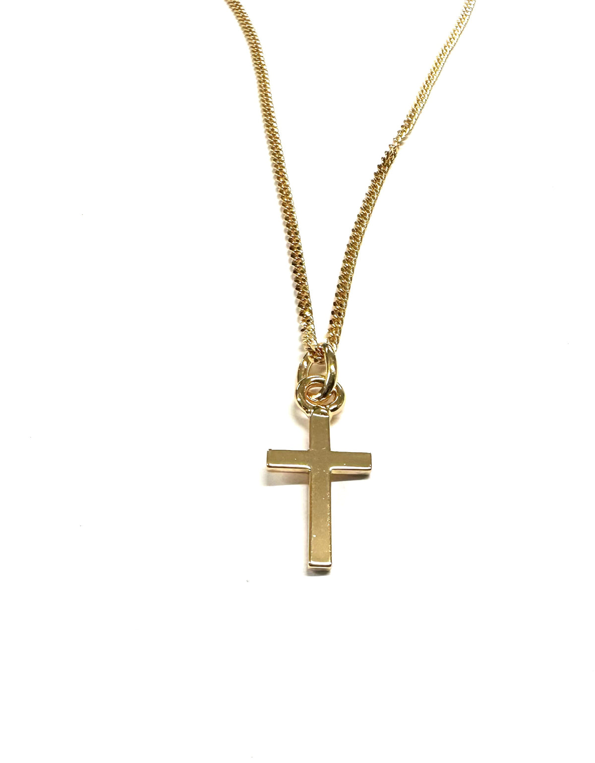Rolled Gold Plain Heavy Cross Pendant And Chain 20mm