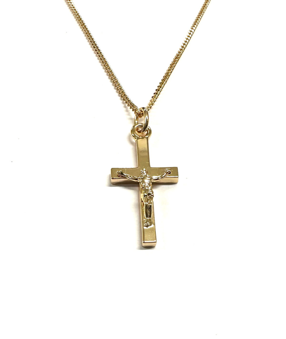 Rolled Gold Crucifix Cross Pendant And Chain 25mm
