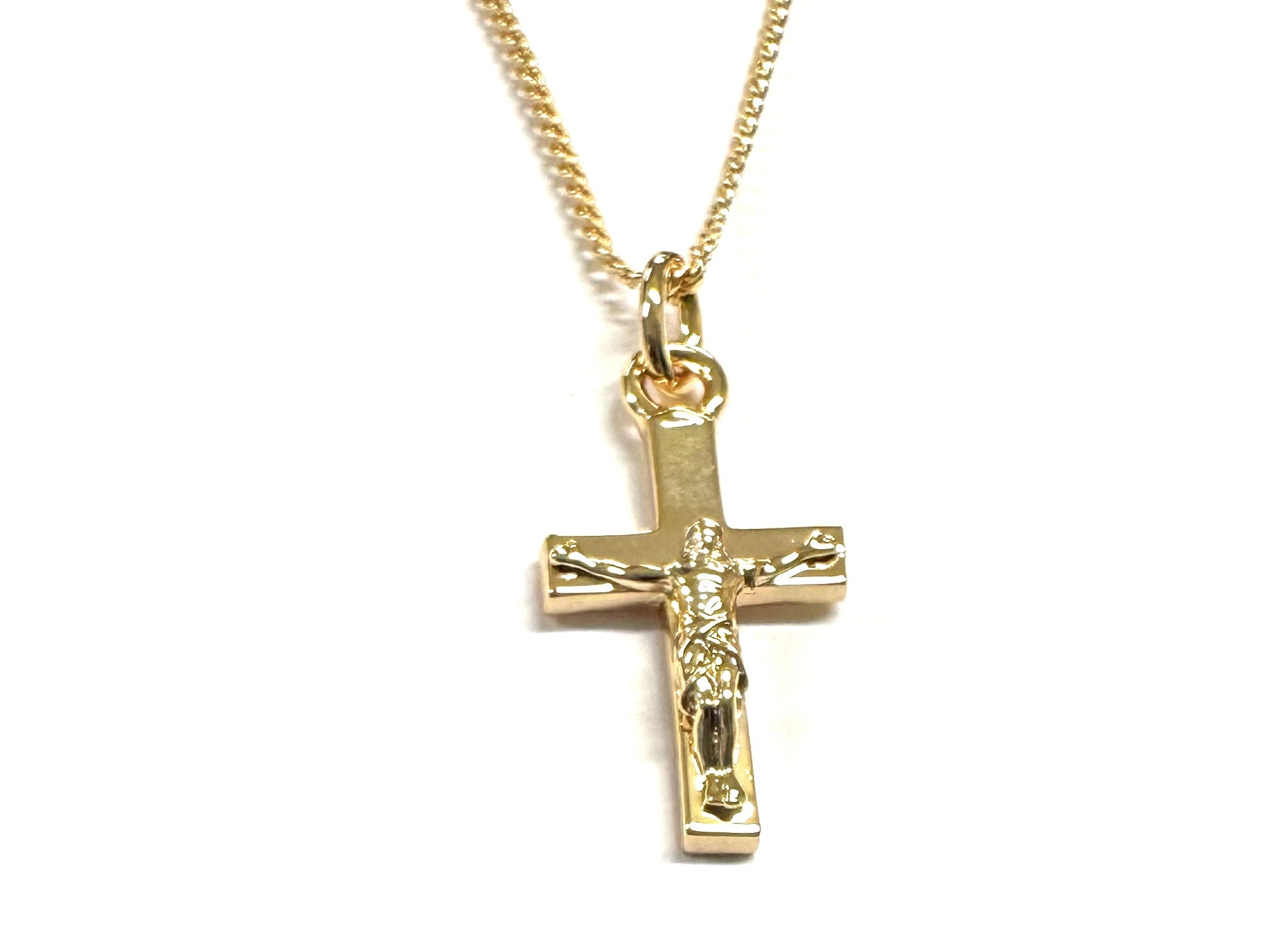 Rolled Gold Crucifix Cross Pendant And Chain 30mm