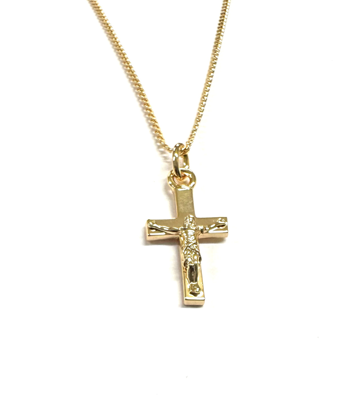 Rolled Gold Crucifix Cross Pendant And Chain 30mm