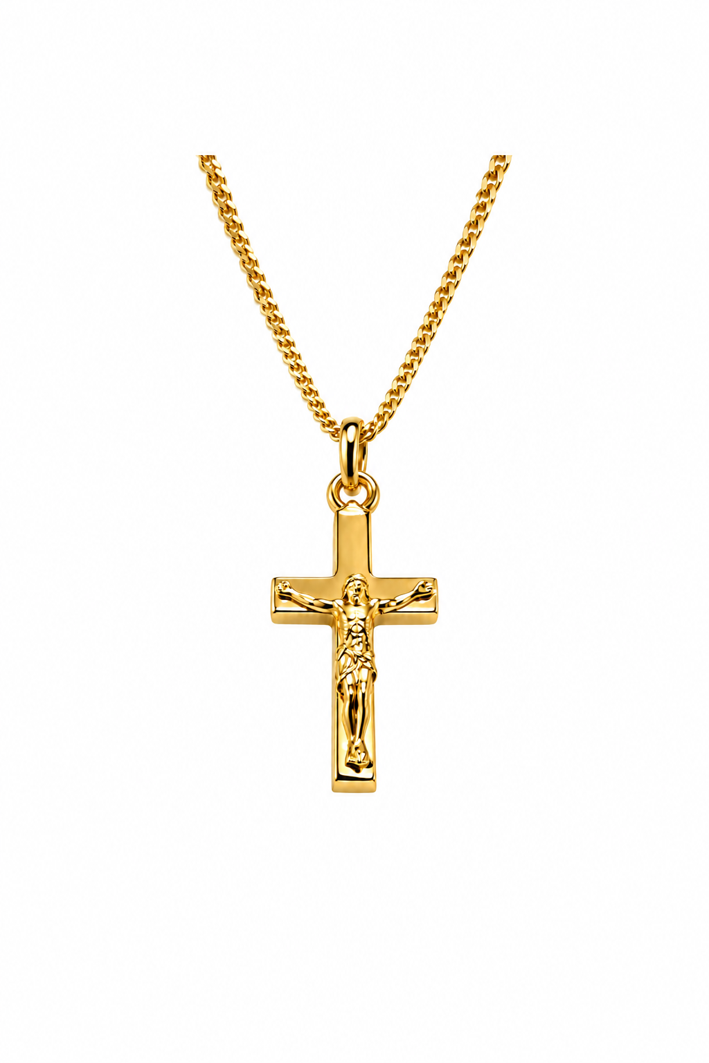 Rolled Gold Crucifix Cross Pendant And Chain 30mm