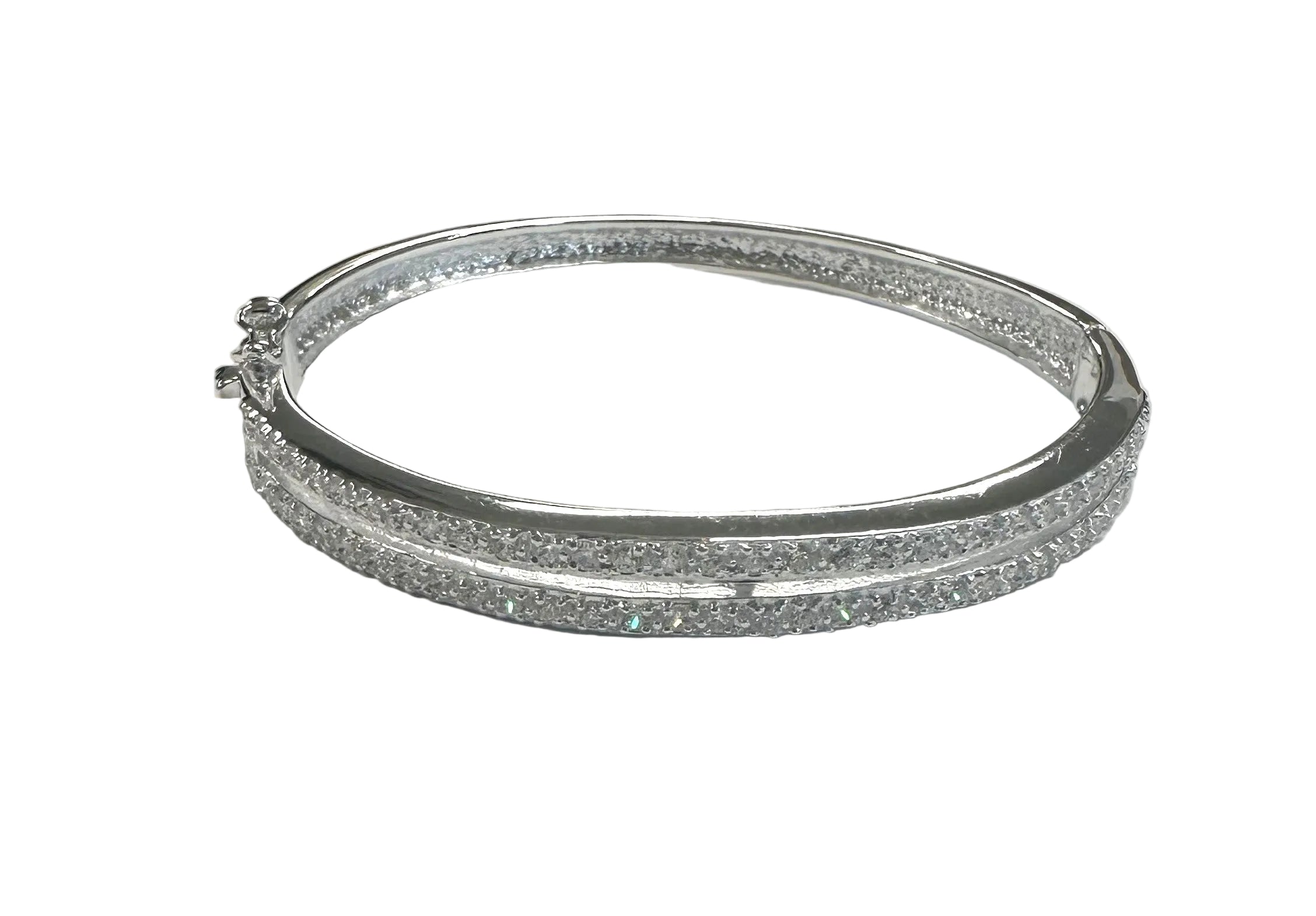 White Cubic Zirconia Silver Bangle.