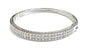 White And Pink Cubic Zirconia Silver Bangle.