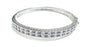 White And Amethyst Cubic Zirconia Silver Bangle.