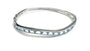 Aquamarine Cubic Zirconia Silver Twist Design Bangle.