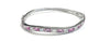 Ruby And White Cubic Zirconia Silver Twist Design Bangle.