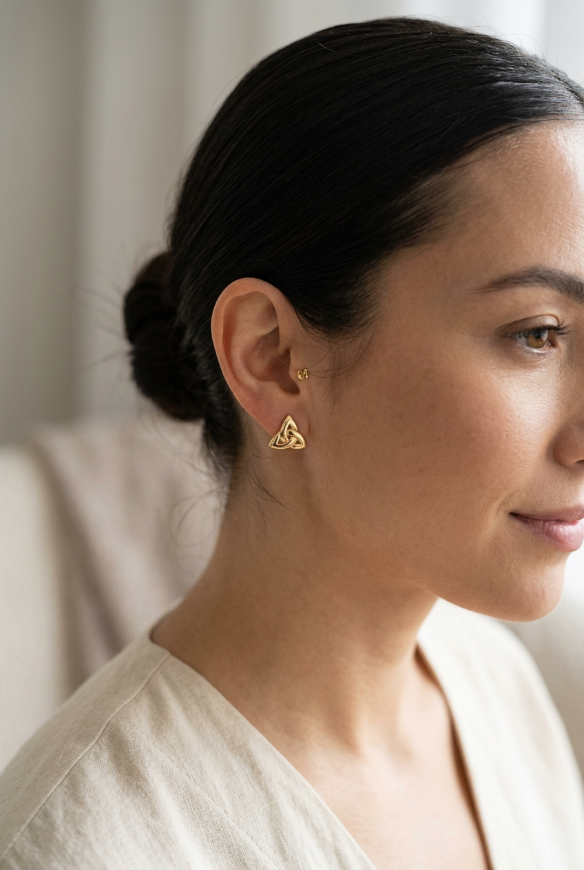Rolled Gold Trinity Knot Stud Earrings