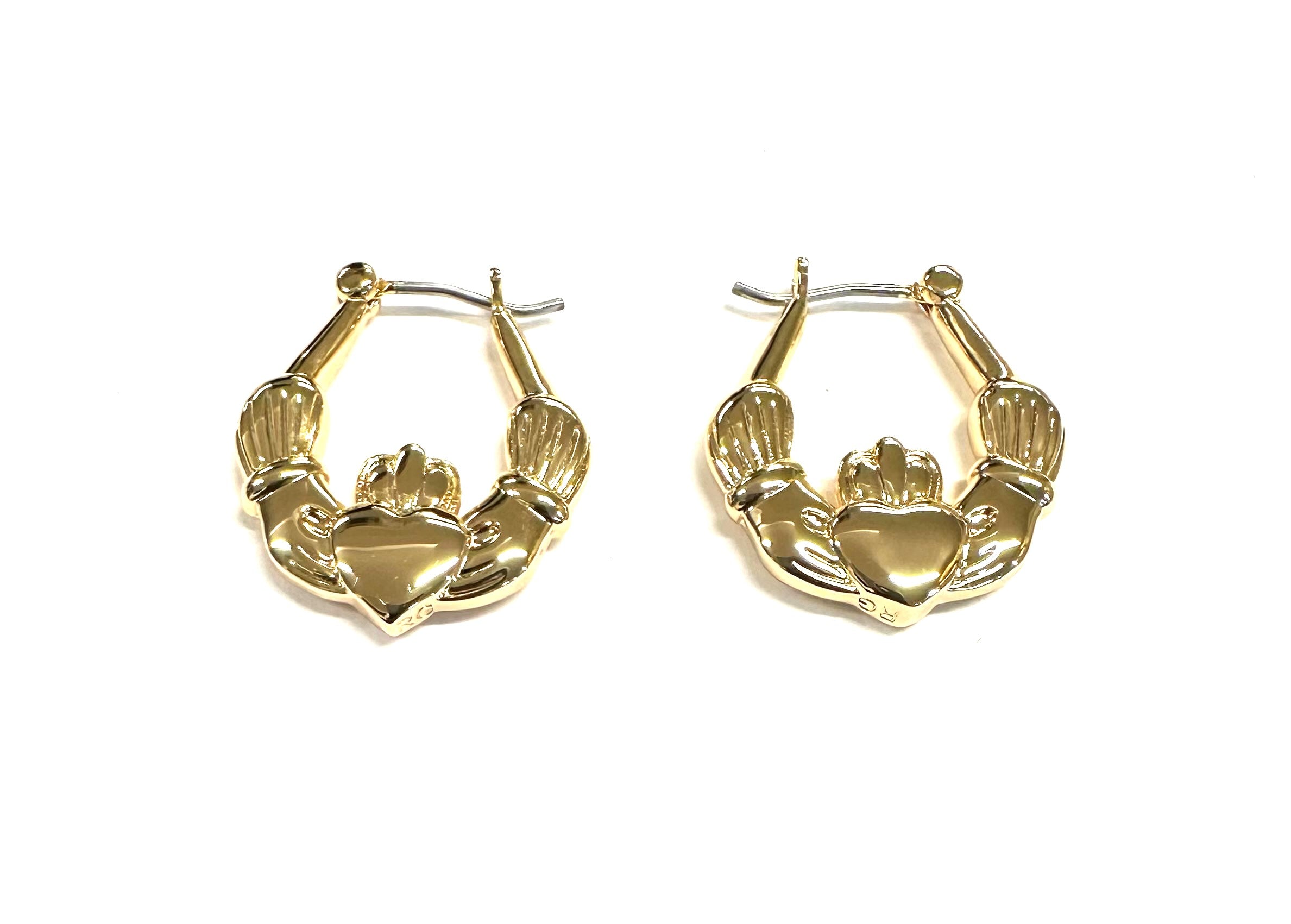 Rolled Gold Claddagh Creole Earrings
