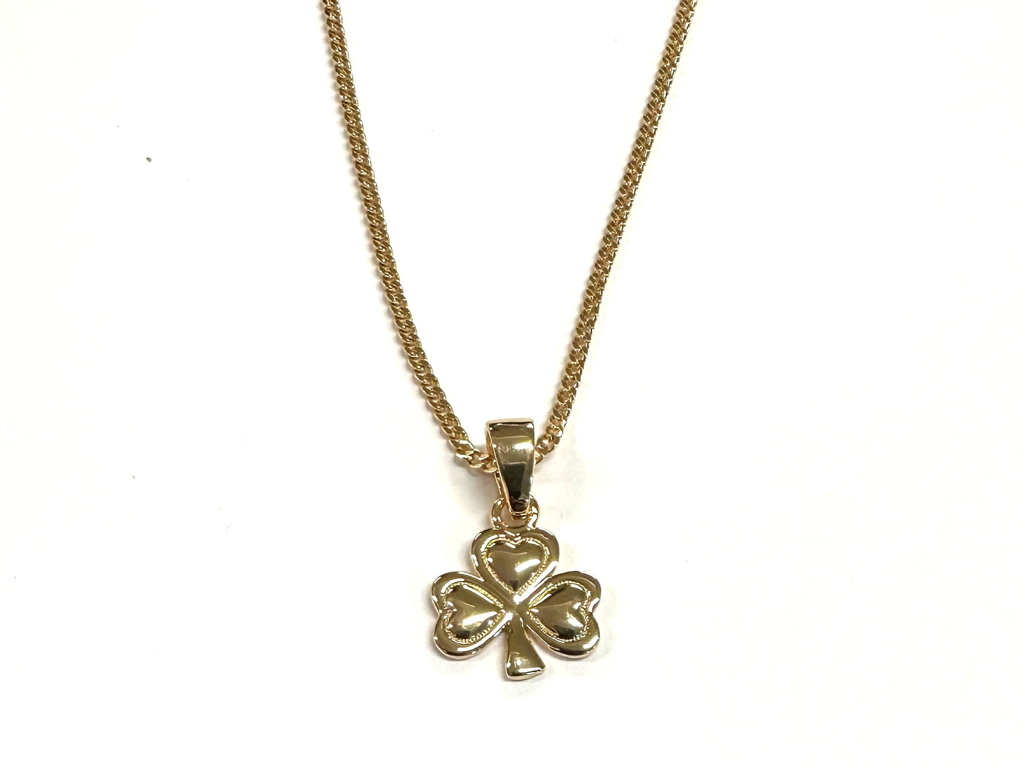 Rolled Gold Shamrock Pendant And Chain