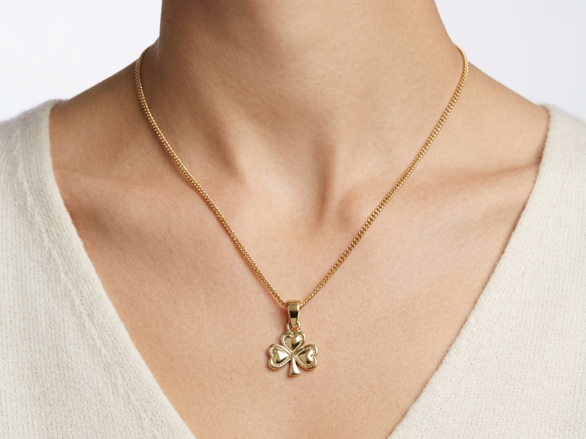 Rolled Gold Shamrock Pendant And Chain