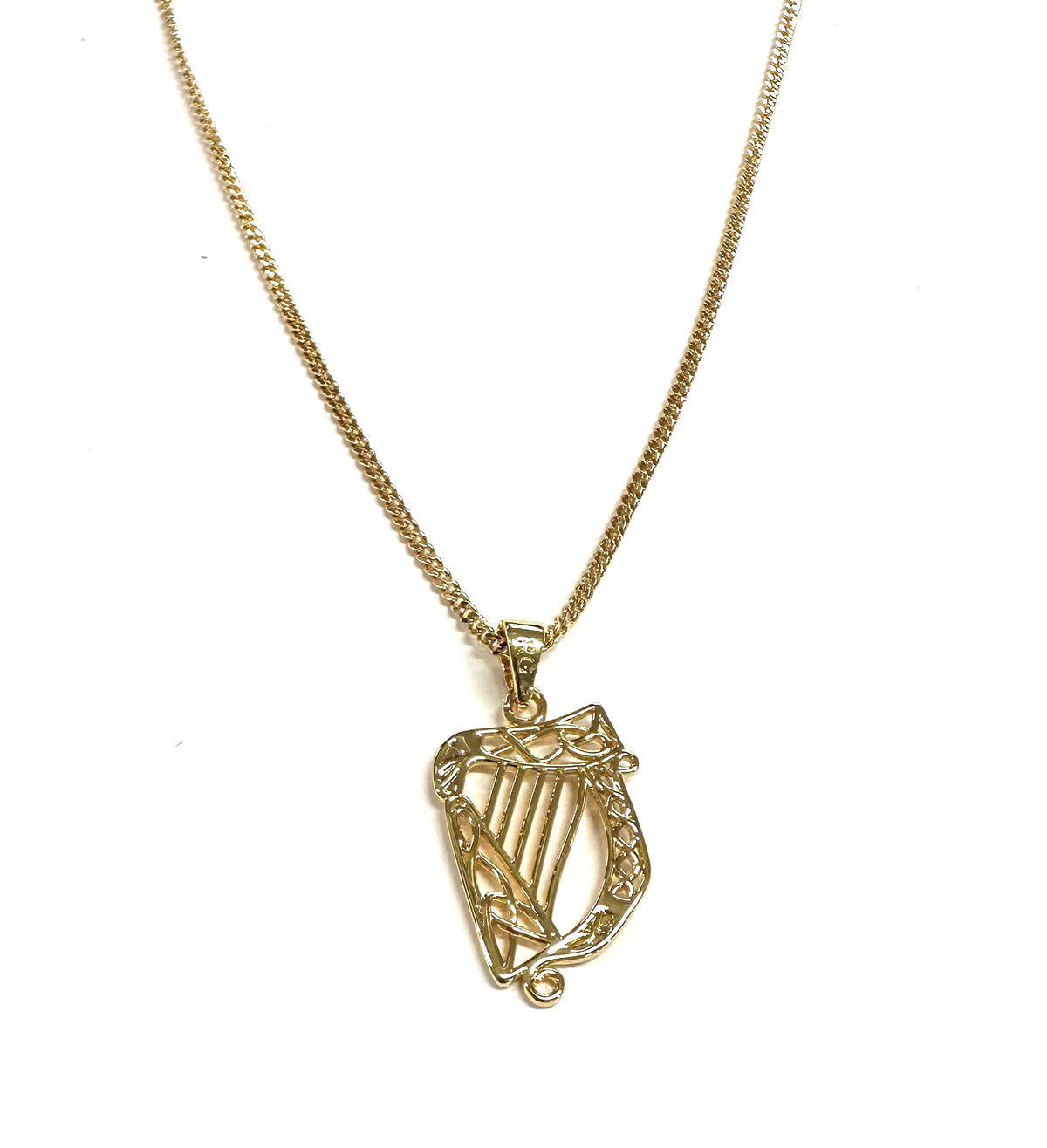 Rolled Gold Harp Pendant And Chain