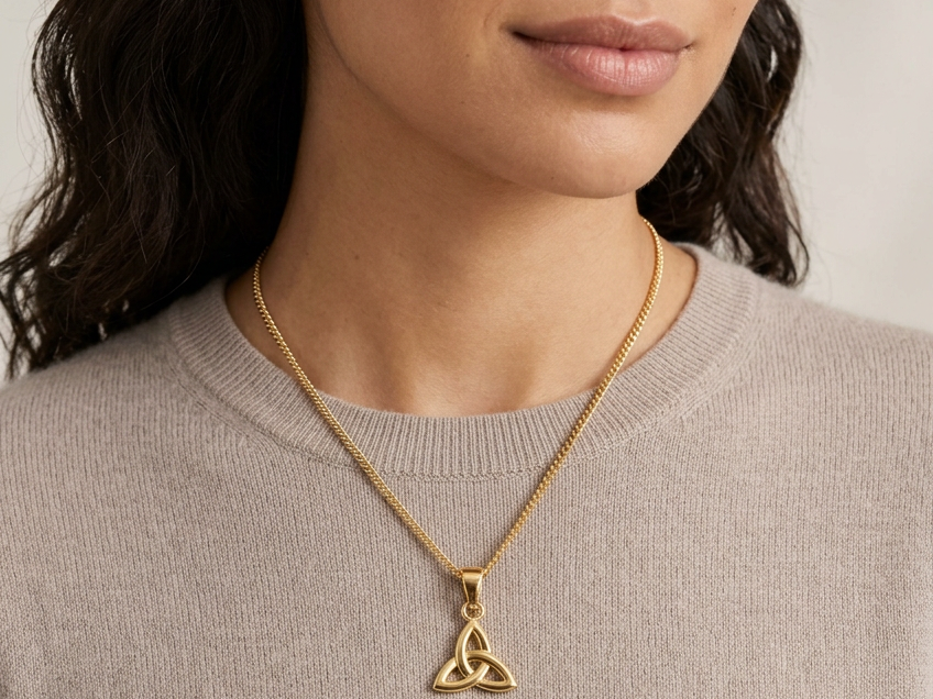 Rolled Gold Trinity Knot Pendant And Chain