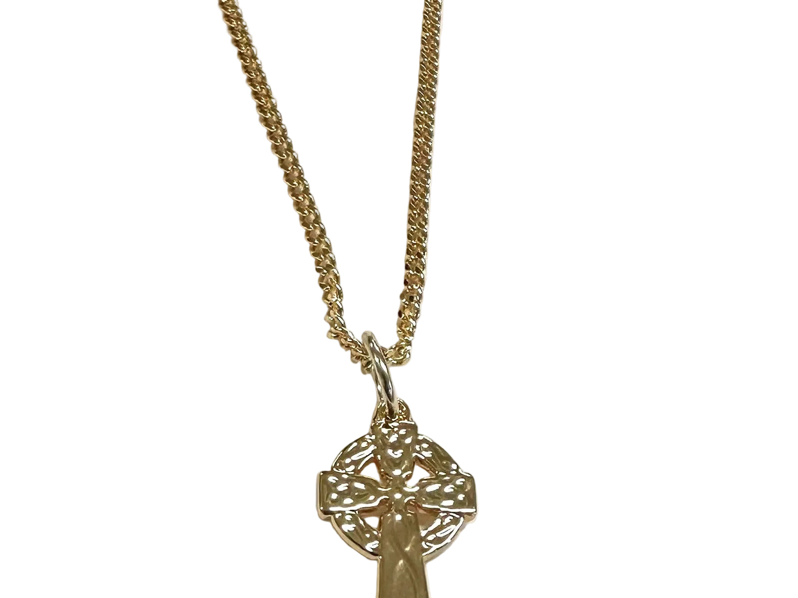 Rolled Gold Celtic Cross Pendant And Chain 25mm