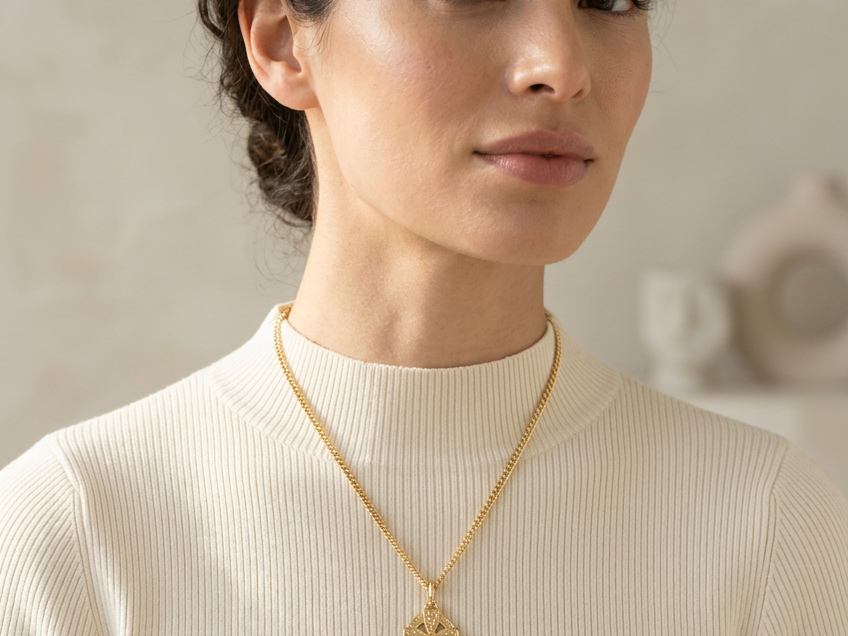 Rolled Gold Celtic Cross Pendant And Chain 25mm