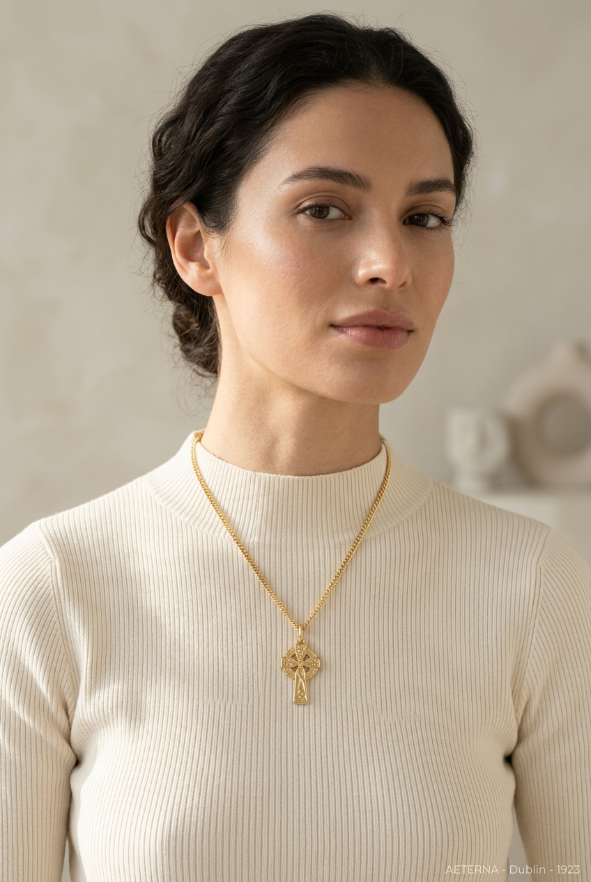 Rolled Gold Celtic Cross Pendant And Chain 25mm