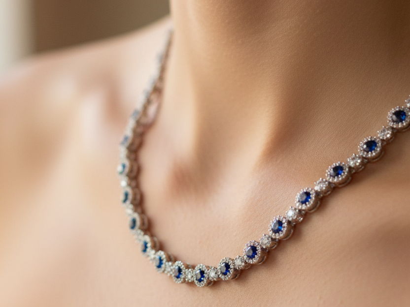 Sapphire Cubic Zirconia Necklace