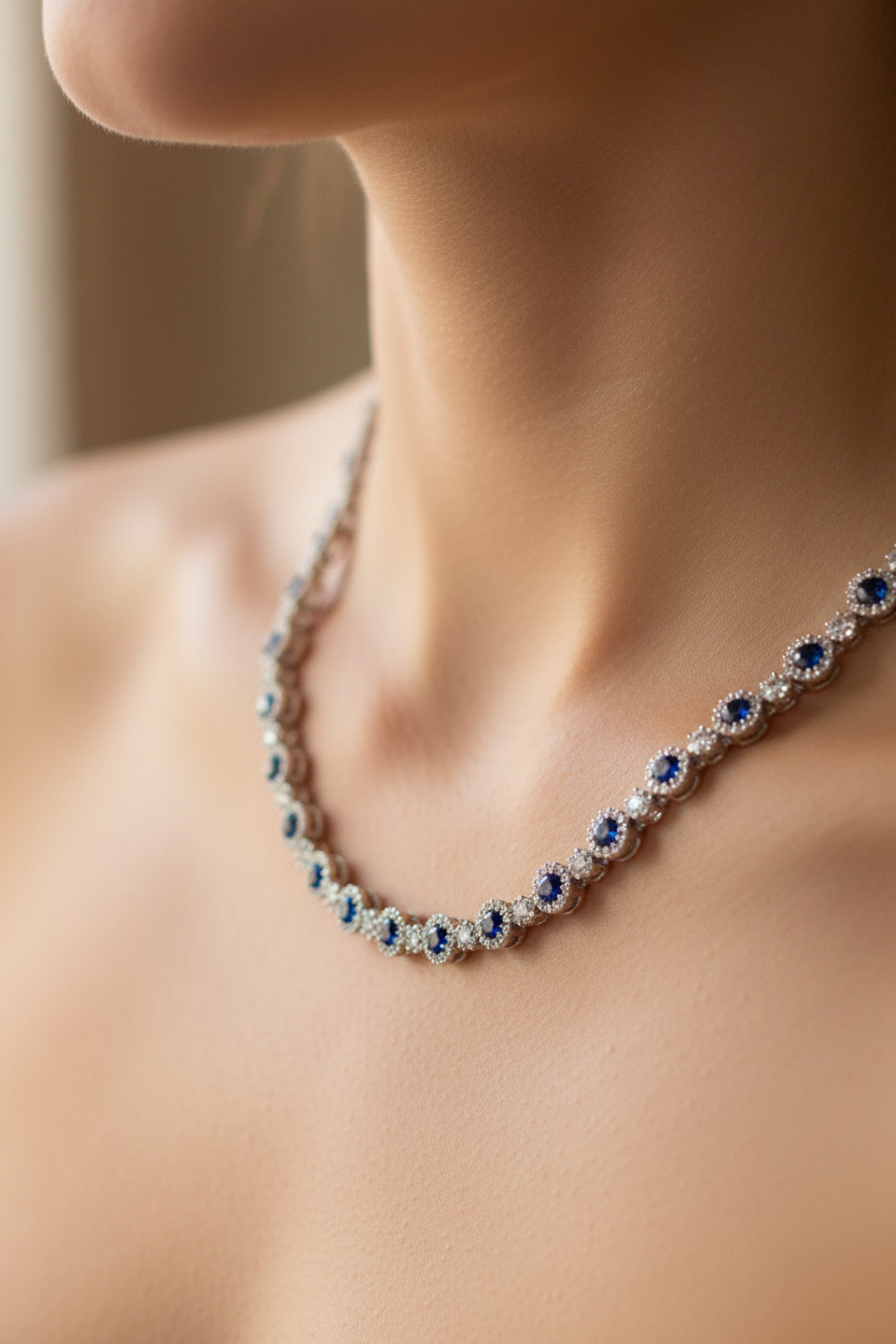 Sapphire Cubic Zirconia Necklace