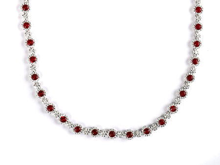 Ruby Cubic Zirconia Silver Necklace