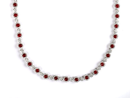 Ruby Cubic Zirconia Silver Necklace