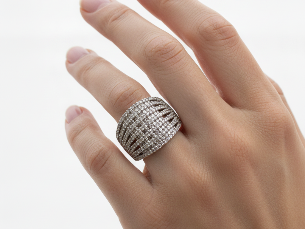 White Cubic Zirconia Ring.