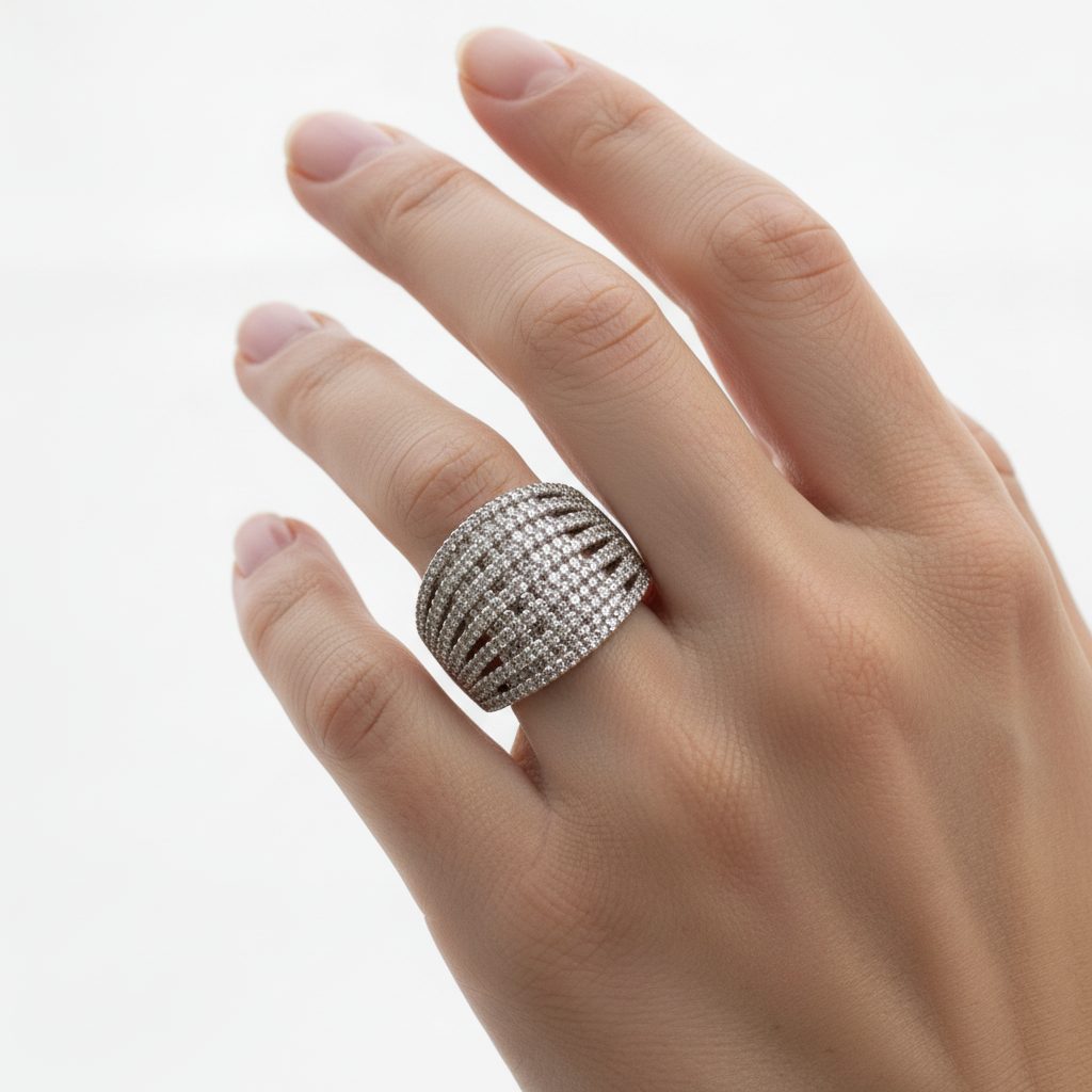 White Cubic Zirconia Ring.