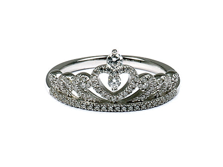 White Cubic Zirconia Crown Ring.