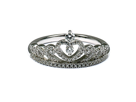 White Cubic Zirconia Crown Ring.