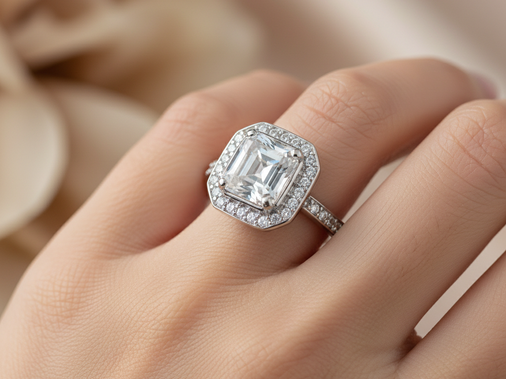 White Cubic Zirconia Ring.
