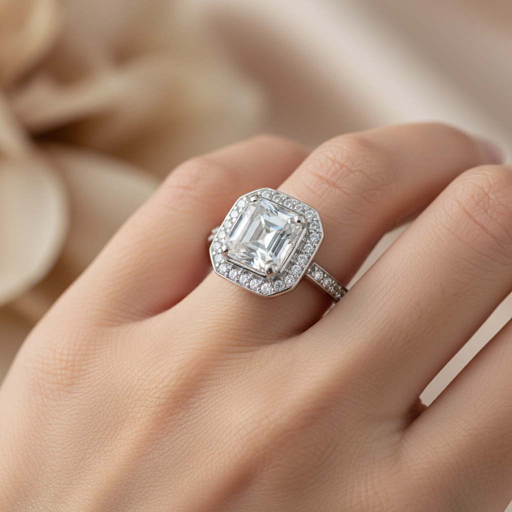 White Cubic Zirconia Ring.