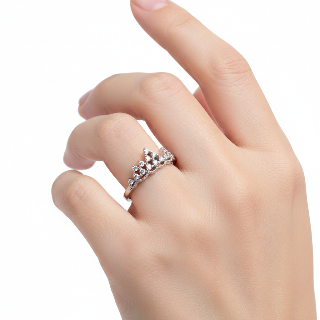 White Tiara Cubic Zirconia Ring.