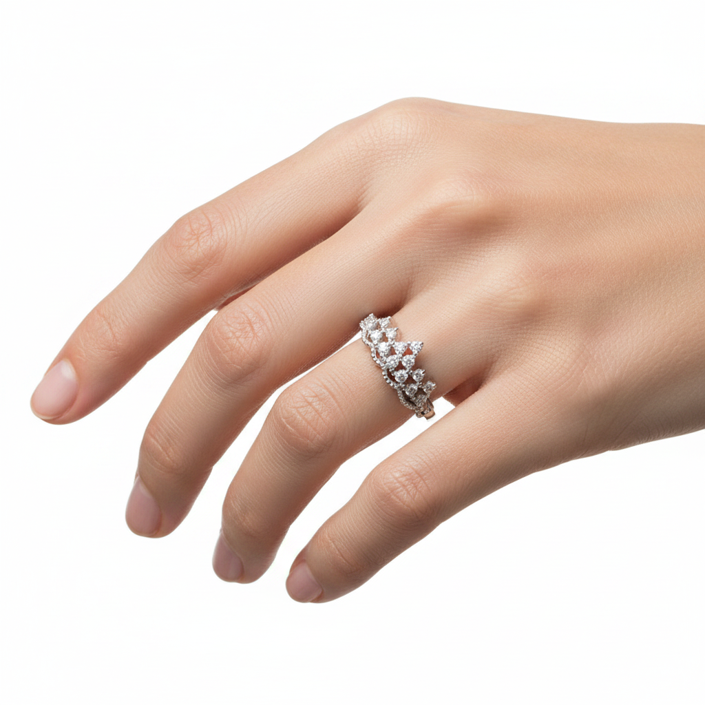 A Kids White Cz Silver Ring.