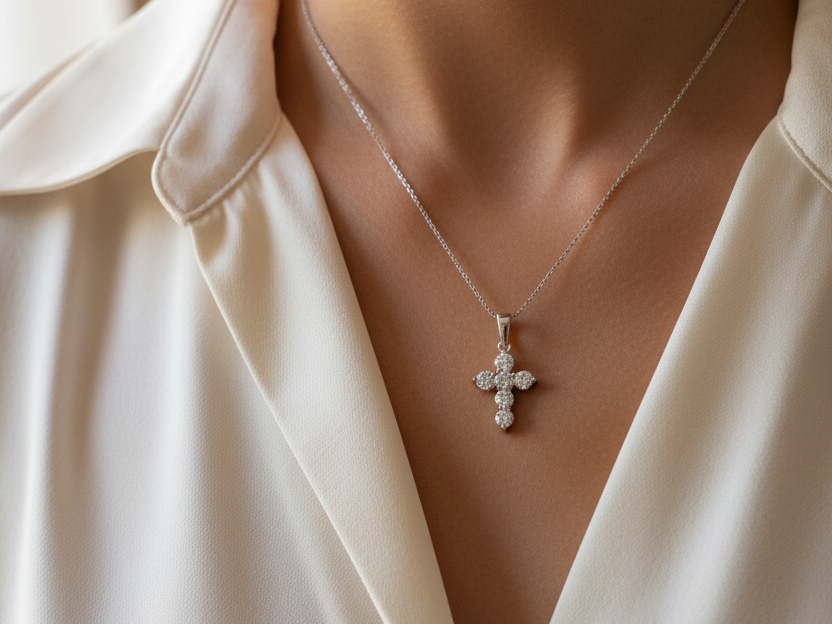 Silver Cz Cross Pendant