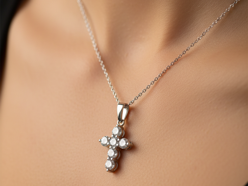 Silver Cz Cross Pendant
