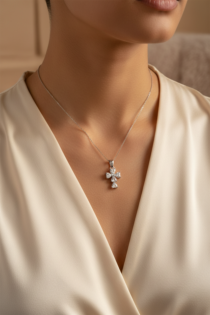 Silver Cz Cross Pendant